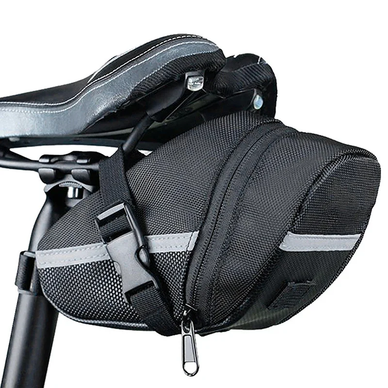Saddle Bag Under Seat - Fahrradsatteltasche mit reflektierendem Streifen, wasserdichtes Oxford-Gewebe,
