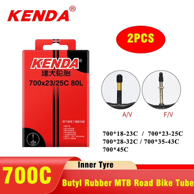 Inner Tube 700C - 2 Stück KENDA Fahrrad-Schlauch 700C 23C