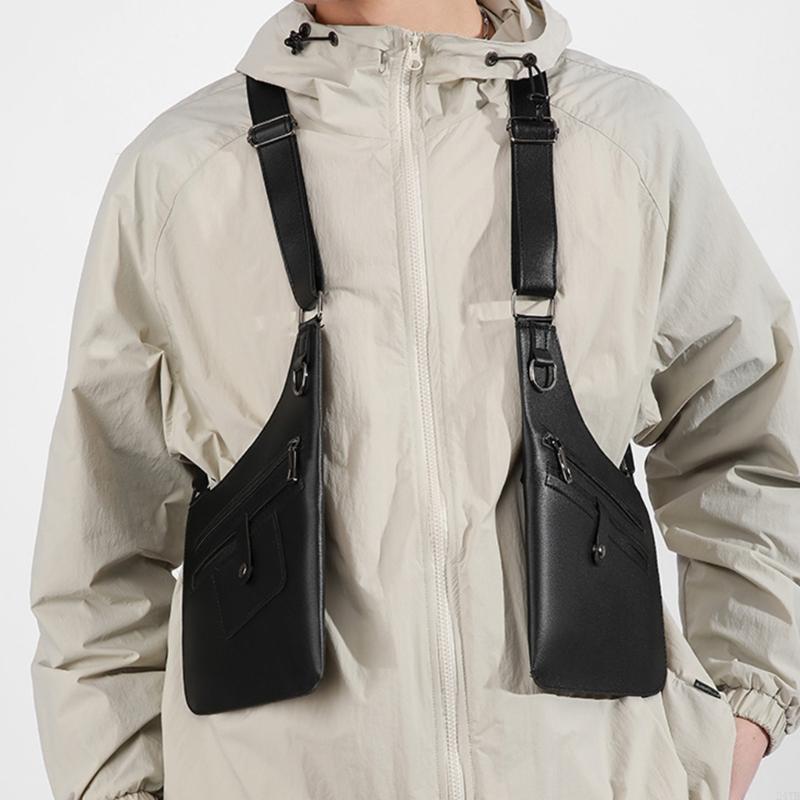 Waterproof Cycling Commute - Outdoor-Brusttasche mit verstellbaren Trägern, wasserdichte PU-Motorrad-Weste,