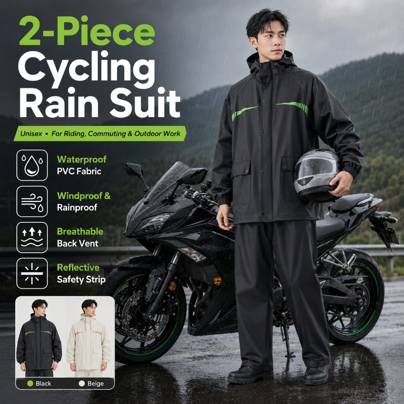 Cycling Commute Pants - Unisex 2-teiliger wasserdichter Fahrrad-Regenanzug – Jacke