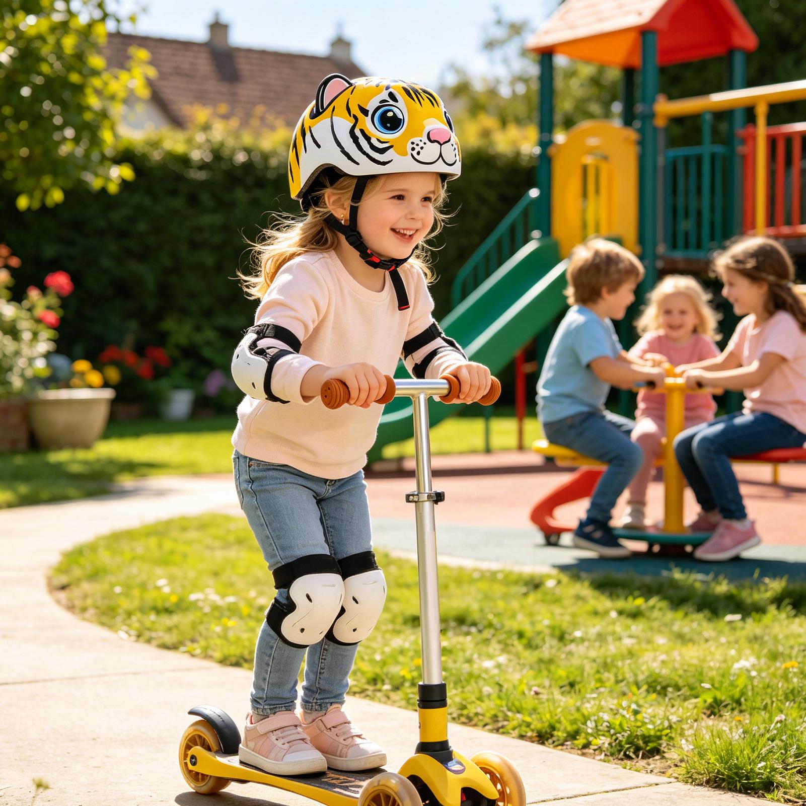 Commute Cycling Helmet - Kinderhelm mit Tigermuster, verstellbare Sicherheitsausrüstung, Jungenhelm