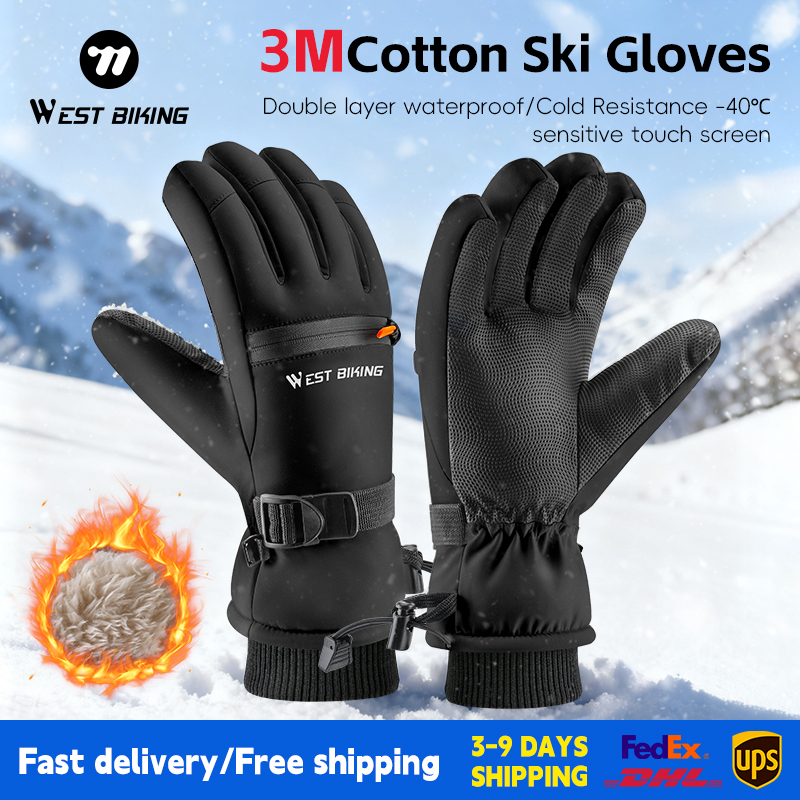 Winter Cycling Commute Gear - WEST BIKING 3M Baumwoll-Skihandschuhe Winter Dicke