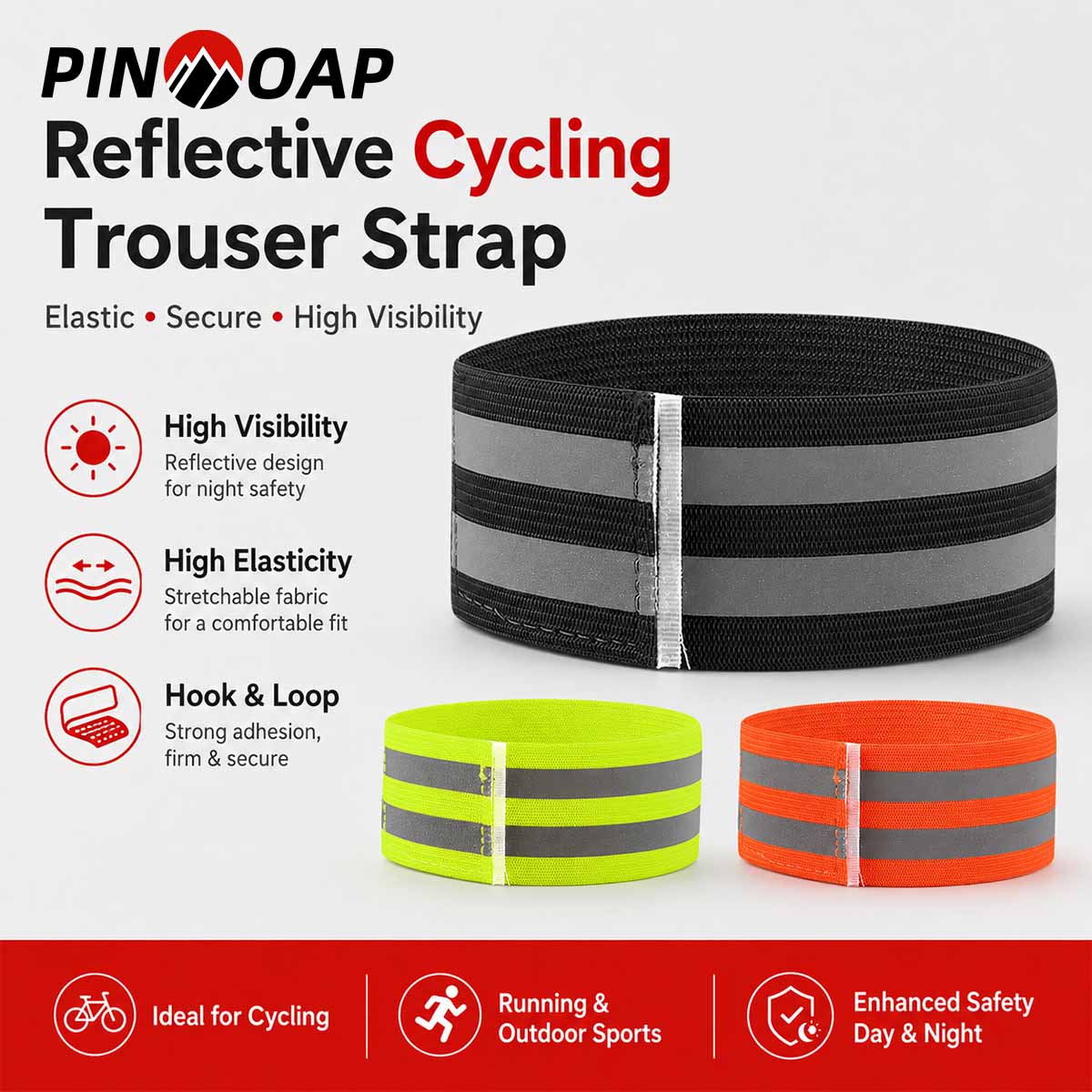Cycling Commute Pants - PINMOAP 1/2 Stück Fahrradhosen-Beinband Verstellbarer Fahrrad-Knöchelriemen